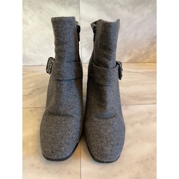 Muk Luks Women’s Heeled Booties Gray Side Zip Buckle Boho City Boots 38 US 8 - Picture 2 of 8